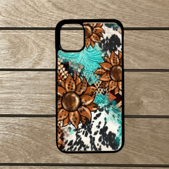 Accessories - Turquoise, Cow Print, and Sunflower Phone Case